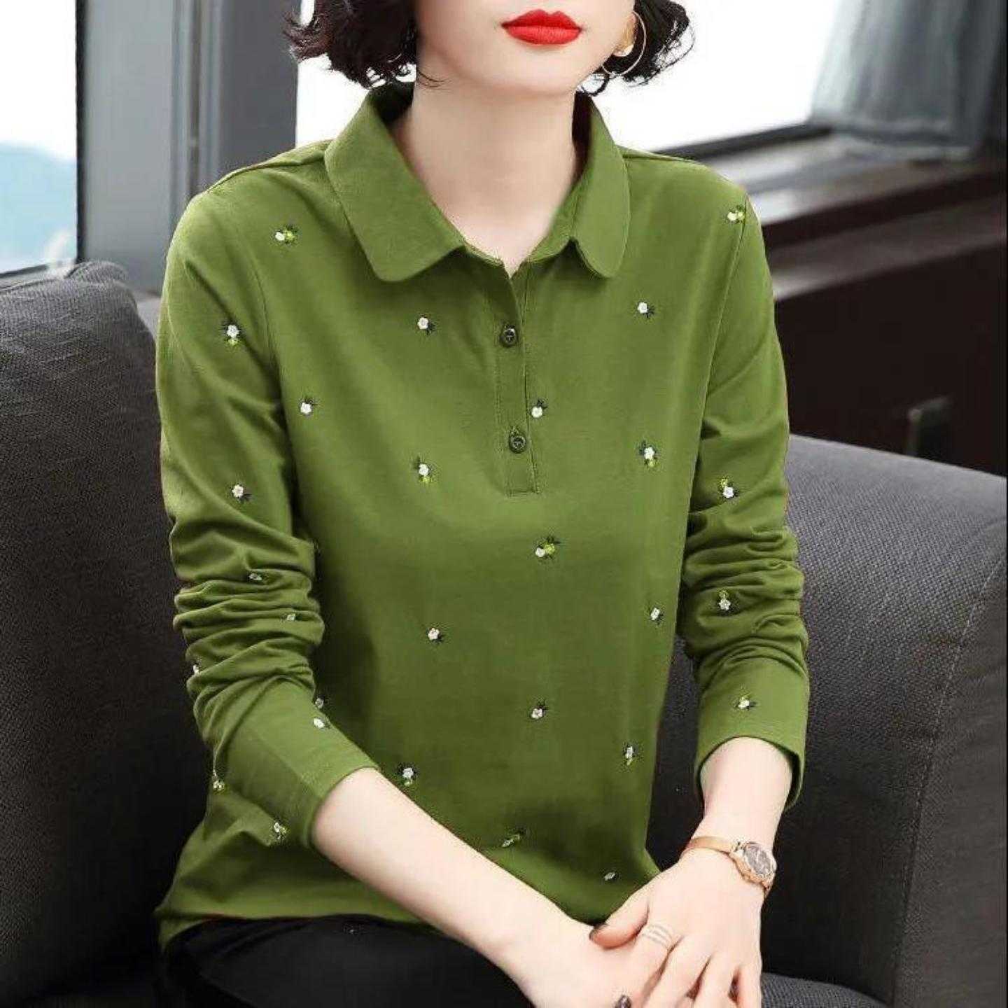 衫长袖T恤女宽松大码妈妈装春季