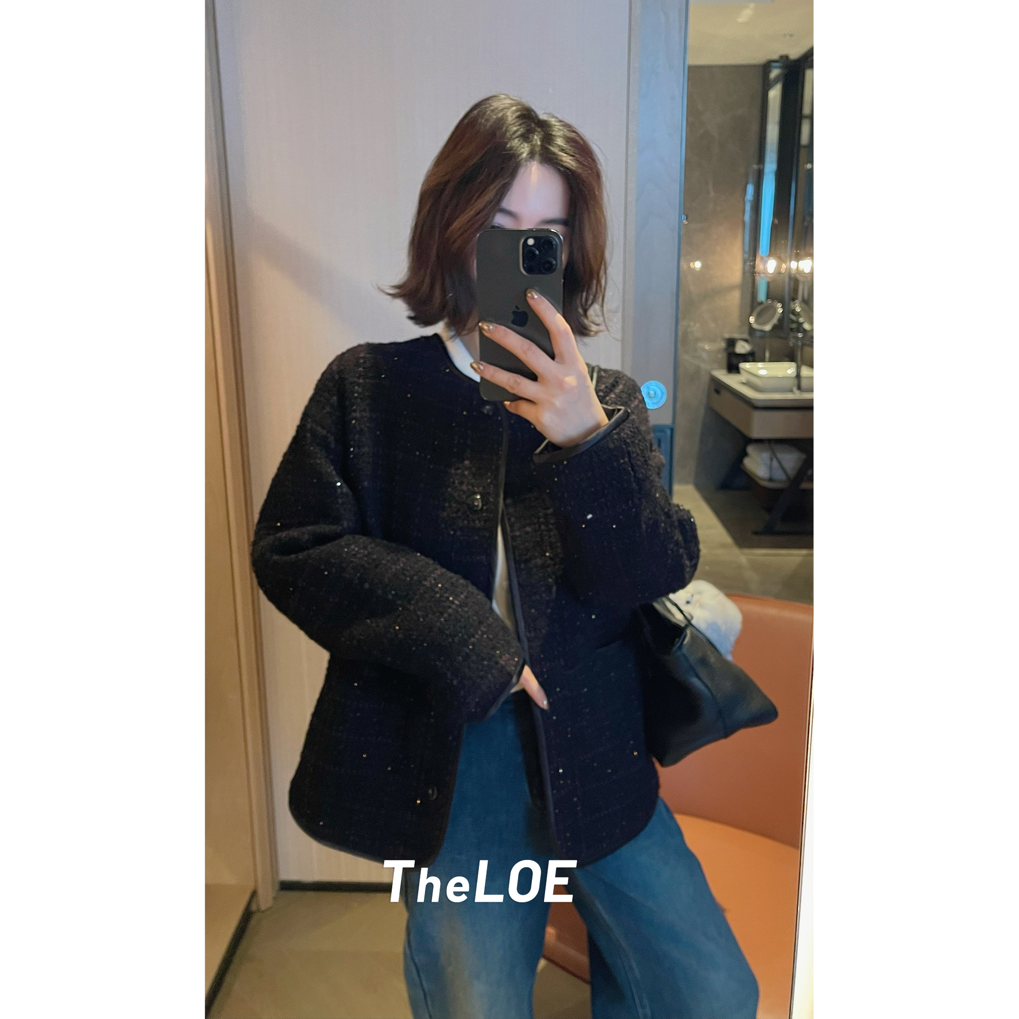 骆衣衣TheLOE/【紫金羊毛大鹅小香】简约格子鹅绒服