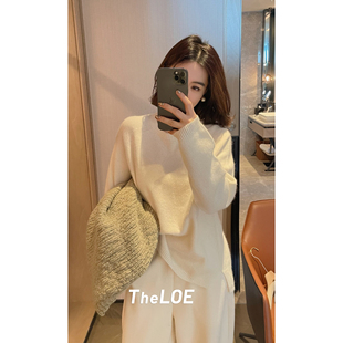 针织衫 长袖 羊毛兔毛圆领宽松简约百搭款 骆衣衣TheLOE