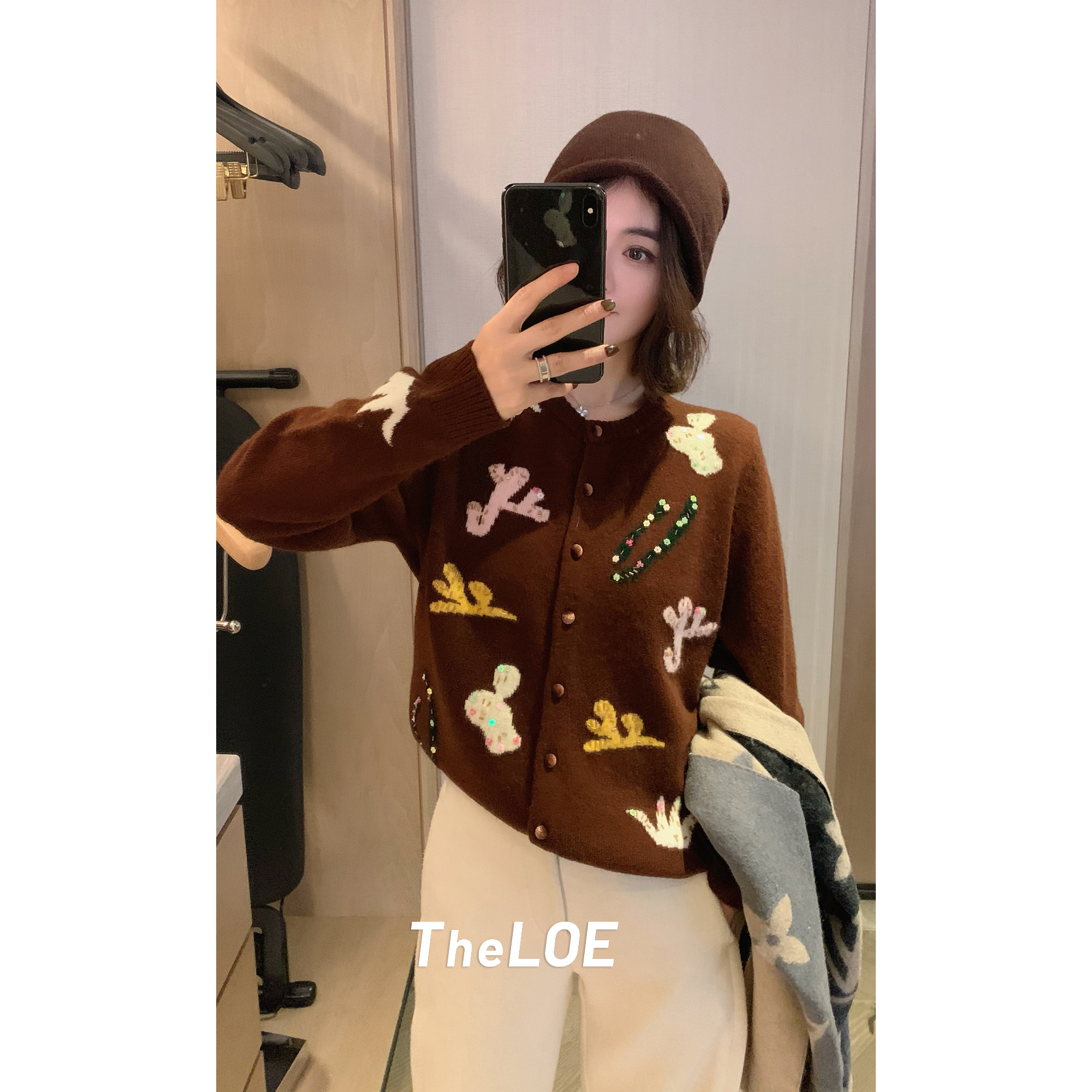 骆衣衣TheLOE/百分百绵羊毛百搭圆领休闲减龄针织开衫