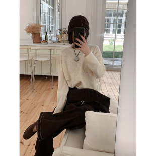 骆衣衣TheLOE 百分百羊毛前片绣花百搭休闲圆领针织开衫