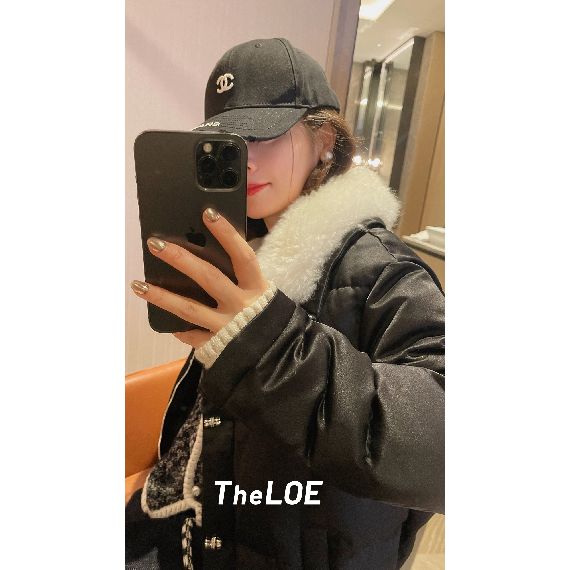 骆衣衣TheLOE/90白鹅绒真丝棉简约百搭羊毛翻领鹅绒外套