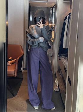 骆衣衣TheLOE/百分百棉复古港风休闲百搭减龄长款牛仔裤