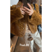 骆衣衣TheLOE 斯嘉丽双重刷花印花环保皮草 高级感外套