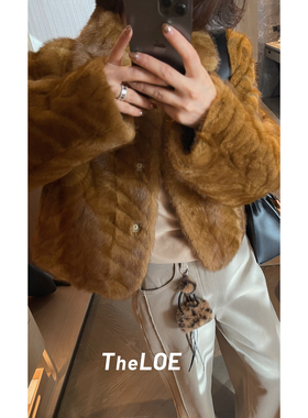 骆衣衣TheLOE/【斯嘉丽双重刷花印花环保皮草】高级感外套