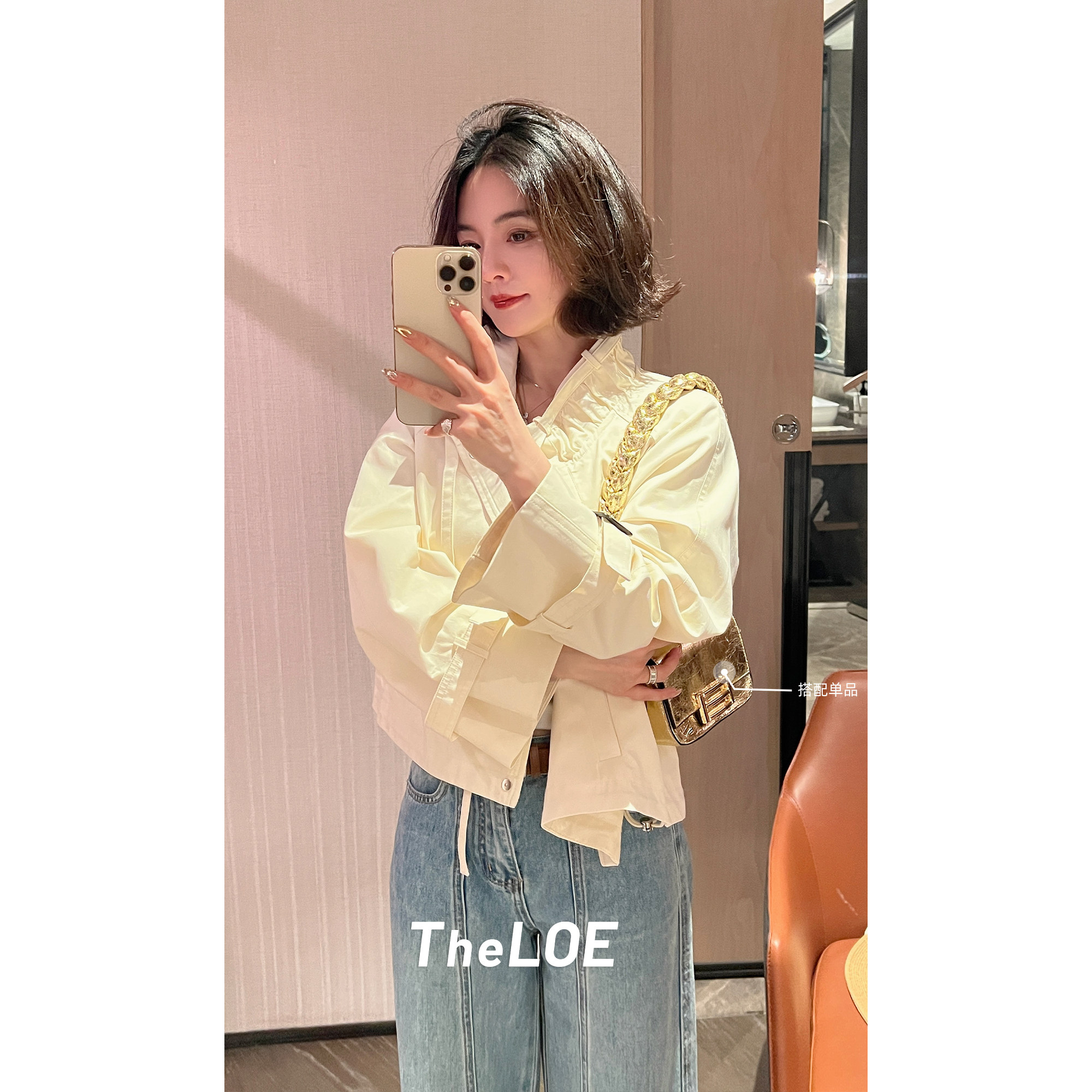 TheLOE/韩系工装立领春游系带风衣短外套#LE-A0399996,女装/女士精品,短外套,淘宝优惠券,粉丝福利购,淘宝优惠卷