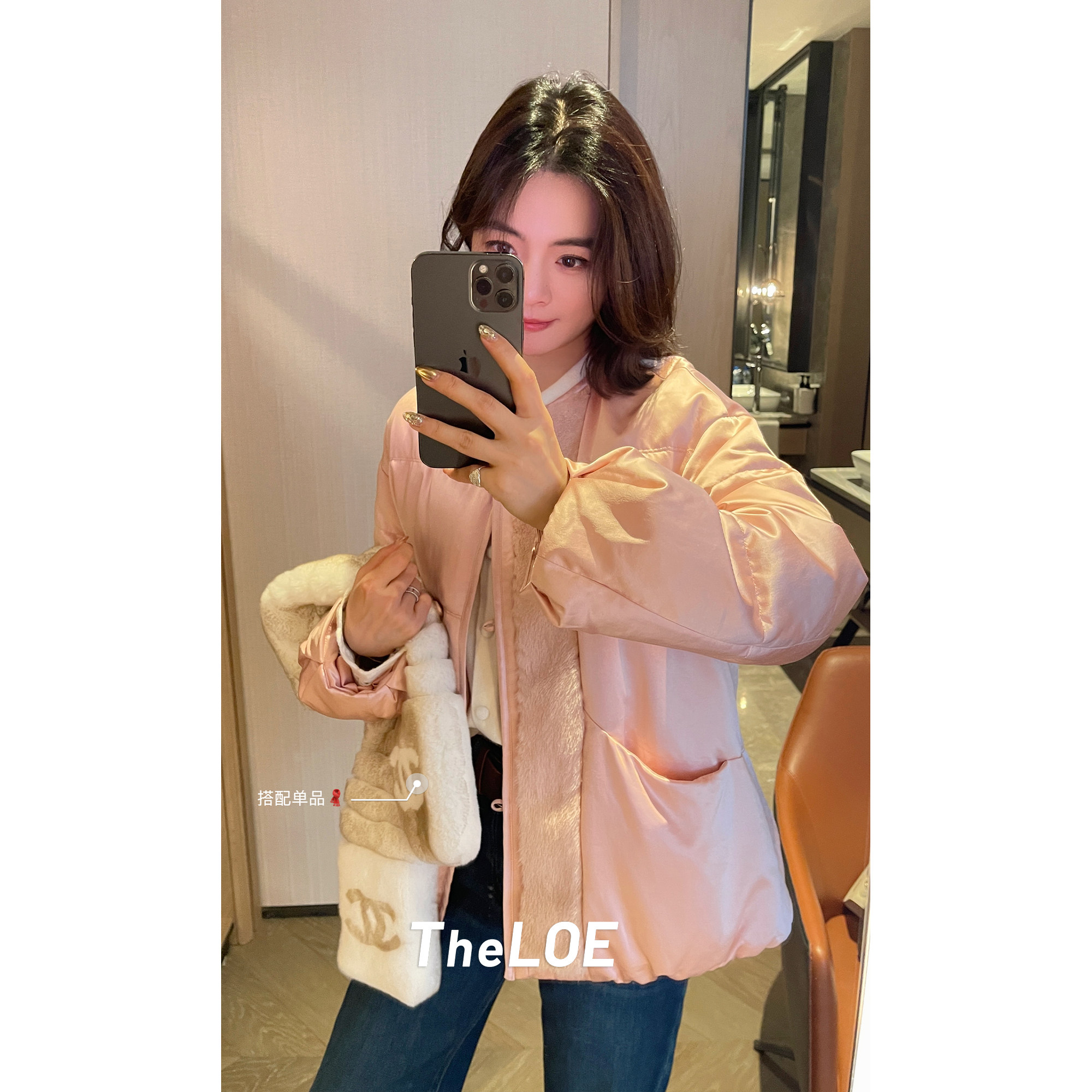 骆衣衣TheLOE/【桃金粉醋酸水貂90大白鹅】685g可溯源鹅绒服,女装/女士精品,羽绒服,淘宝优惠券,粉丝福利购,淘宝优惠卷