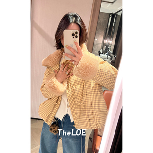 骆衣衣TheLOE/90大白鹅格子时尚羊毛领鹅绒服