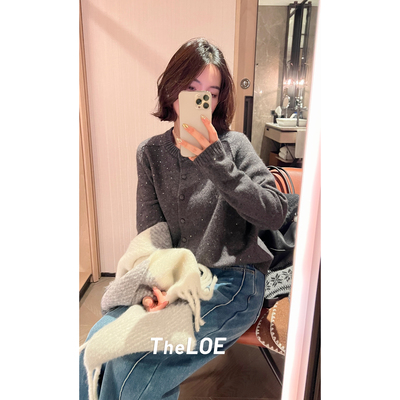骆衣衣TheLOE/[满天星浣熊羊毛衫]271g-282g圆领长袖开衫