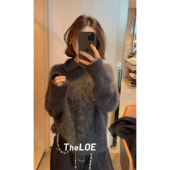 针织衫 骆衣衣TheLOE 真丝羊绒羊毛POLO领拉绒半开衫