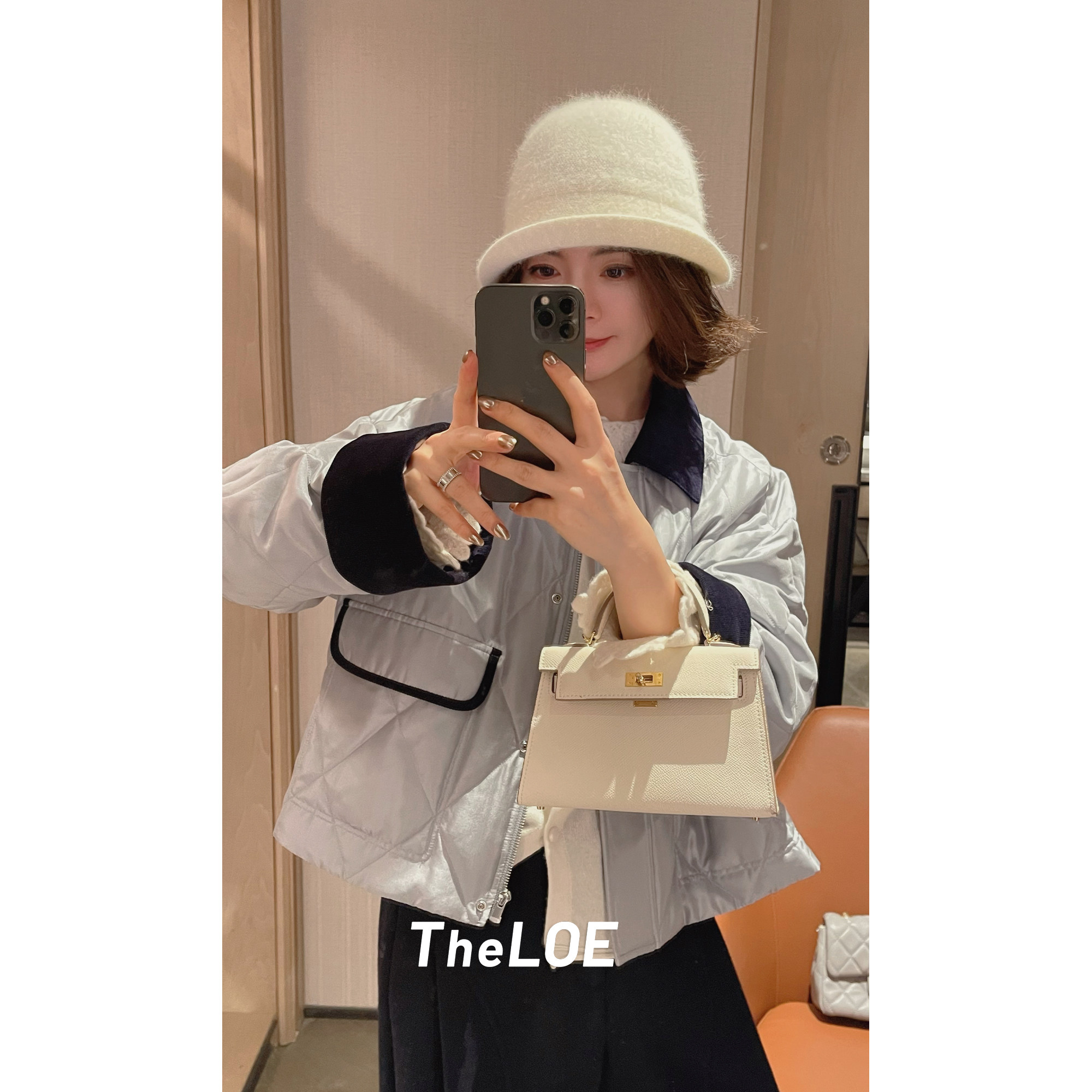 骆衣衣TheLOE/【polo真丝大白鹅夹克鹅绒服】慵懒感羽绒服