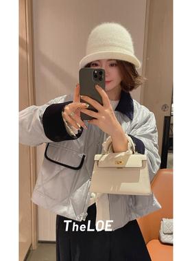 骆衣衣TheLOE/【polo真丝大白鹅夹克鹅绒服】慵懒感羽绒服