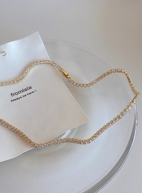 冷淡风复古韩国东大门水钻项链女简约百搭小众气质颈链锁骨链项圈