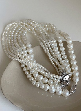 感玻璃珍珠项链女法式复古个性简约百搭气质优雅颈链锁骨链