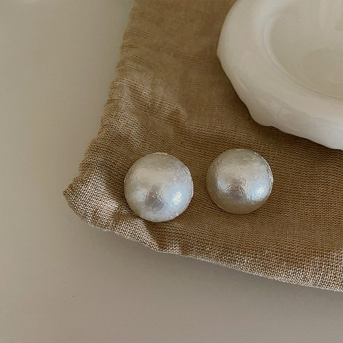 法式复古棉花珍珠耳钉女夸张个性简约百搭气质时尚耳环耳饰网红