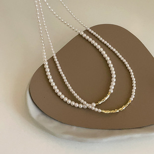 极简风珍珠碎银几两项链女小众复古个性简约百搭气质颈链锁骨链