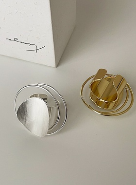 欧美夸张拉丝金属戒指女小众设计感独特个性精致时尚气质指环戒子