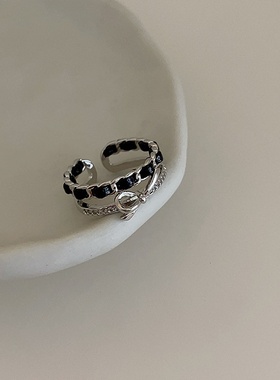 双层锆石蝴蝶结开口戒指女小众设计复古个性简约百搭气质指环戒子