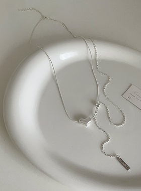 冷淡风双层长款爱心项链女小众设计感个性简约百搭气质颈链毛衣链