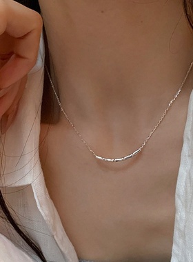 极简风竹节金属项链女设计感小众复古个性简约百搭气质颈链锁骨链