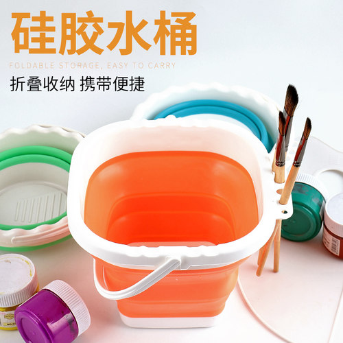 可折叠涮笔筒硅胶美术便携