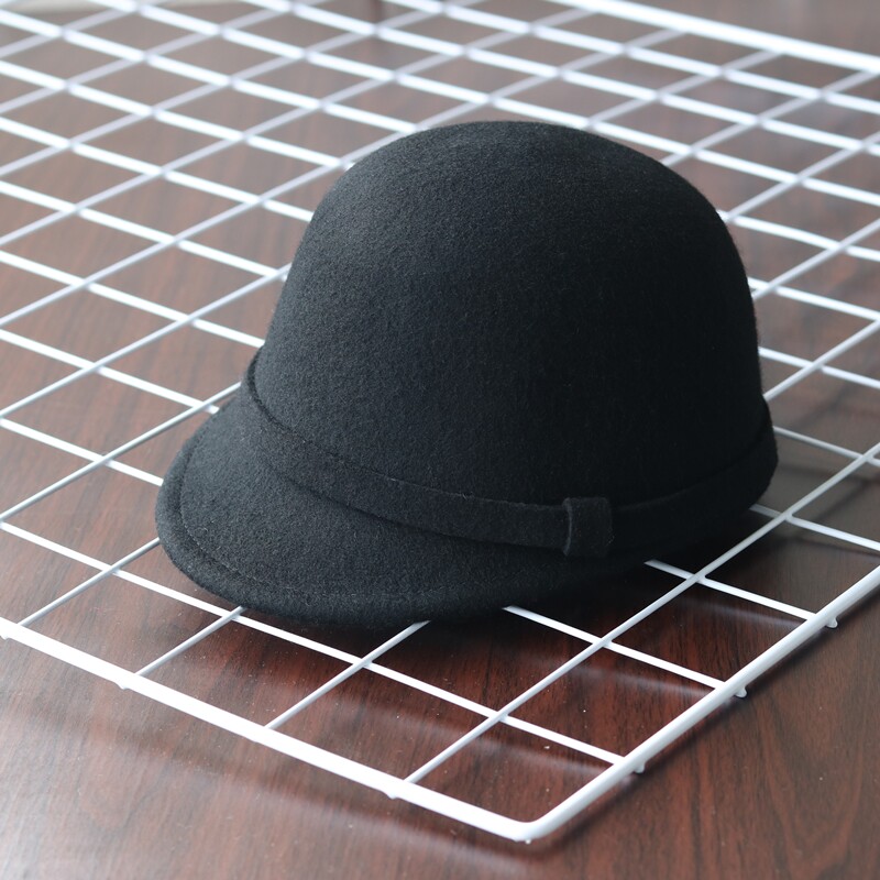 韩版秋冬季儿童羊毛呢礼帽马术骑士帽男童女童宝宝帽子简约鸭舌帽