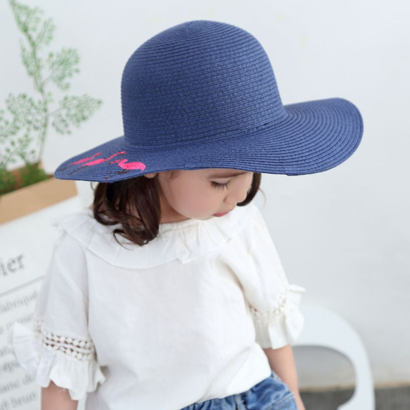 草帽韩版公主沙滩火烈鸟儿童帽子
