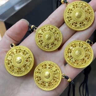 金包银八宝罗盘吊坠女金包银时来运转平安扣圆盘项链首饰品送礼物