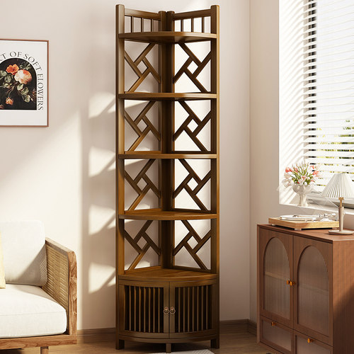 角柜转角柜置物架家用多功能三角储物柜新中式客厅墙角落地收纳架