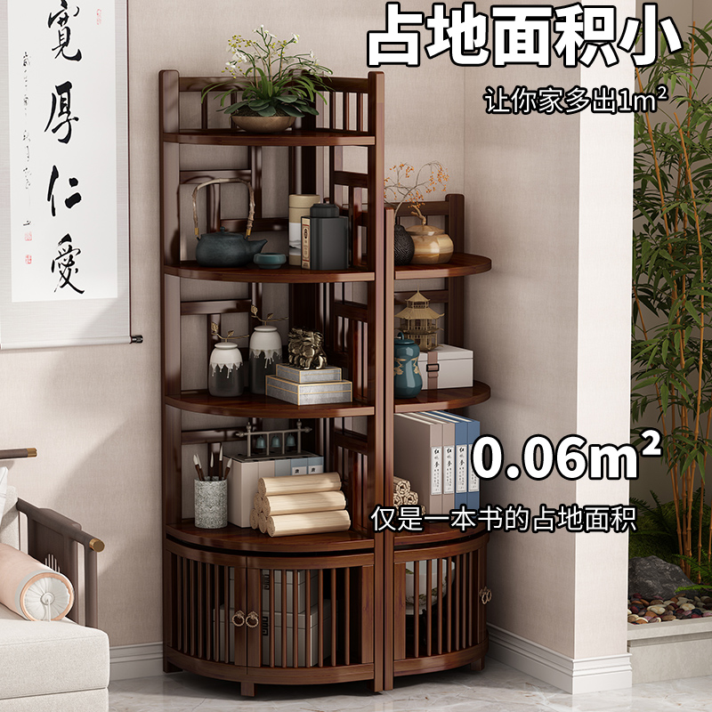 博古架实木中式小型茶叶收纳柜茶具茶柜架子多层省空间茶室置物架