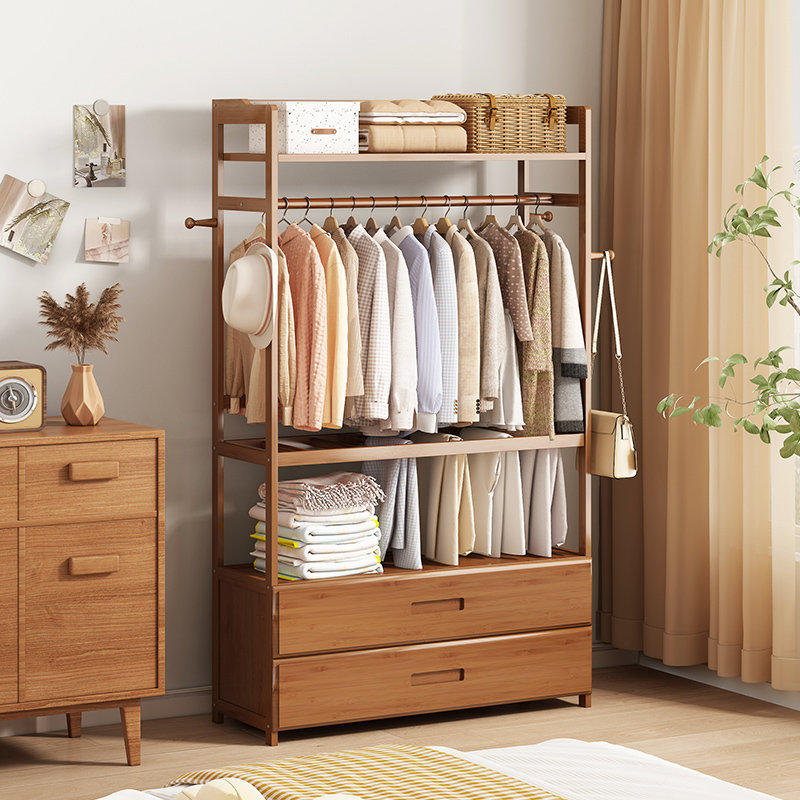 衣帽架家用落地卧室衣橱柜简约现代置物架多功能挂衣服开放式衣柜