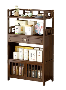 茶架子博古架置物架多层茶叶收纳架茶台茶水柜茶桌茶室茶柜置物架