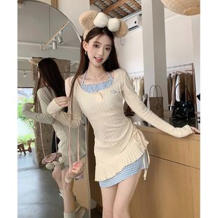 奥特莱斯清仓捡漏纯欲甜美辣妹风两件套连衣裙女收腰显瘦短裙2024