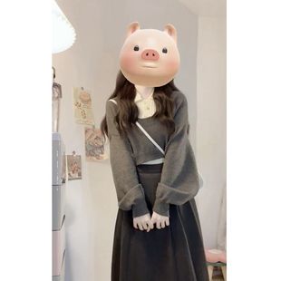 毛衣内搭背 奥特莱斯清仓捡漏套装 女2024秋冬新款 慵懒风长袖 针织衫