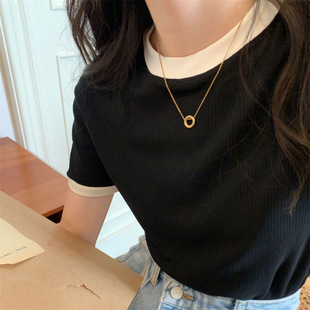 T恤女2024夏季 奧特萊斯清倉撿漏休閑打底衫 上衣女修身 短袖 韓 新款