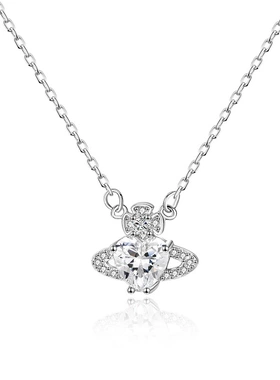 2025新款S999纯银爱心钻锆石项链女生甜美足银锁骨链新款生日礼物