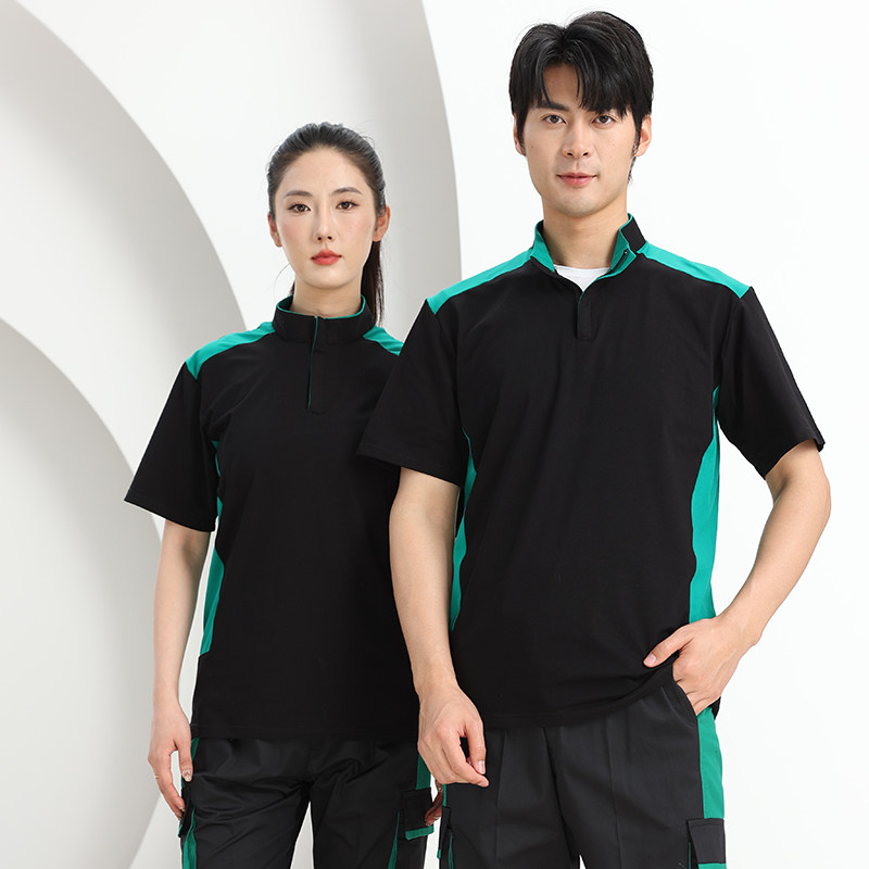 纯棉汽车美容修理厂工作服体恤4s店夏季短袖汽修服工厂工人polo衫