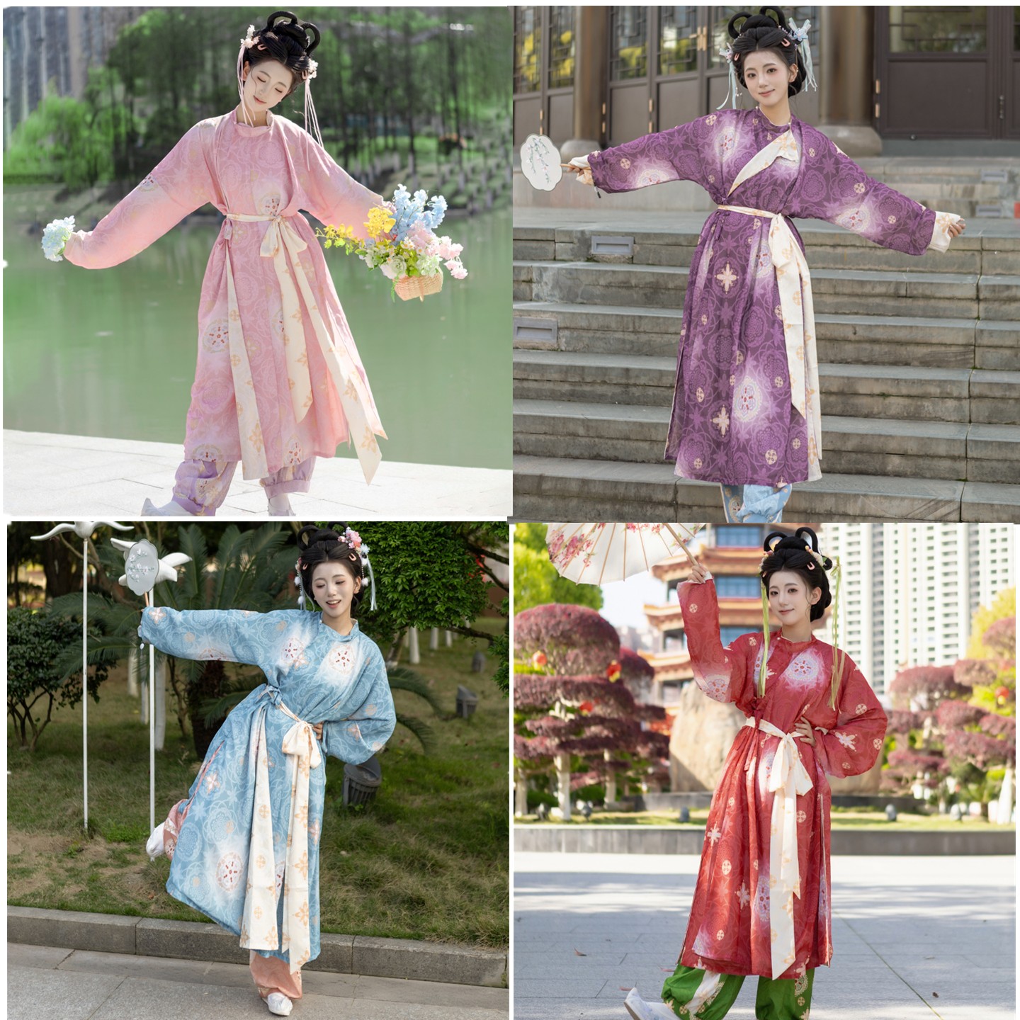 复原唐制圆领袍汉服套装男女