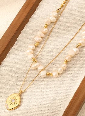 千金感时尚气质天然淡水珍珠项链小众设计感百搭叠戴吊坠锁骨链女