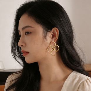 gary工作室南法度假复古风大耳坠花朵肌理感镶嵌虎眼石感不撞款