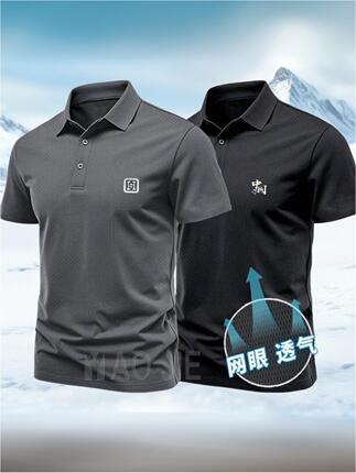 Summer Men's Polo Shirt with Lapels, Ice Silk Work Shirt, Large Size, Quick-Drying, Sports Short-Sleeve, Loose Fit, Durable T-Shirt for Big and Tall Men
