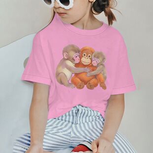 独立站punch monkey时尚男女童装T恤短袖夏季宽松休闲儿童上衣