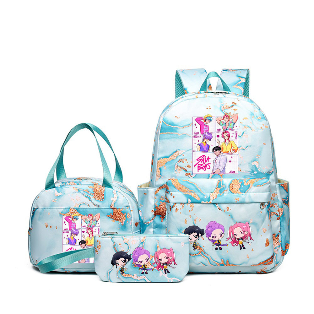 Huntrix Kpop卡通印花双肩背包猎魔女团韩版时尚学生书包三件套,玩具/童车/益智/积木/模型,书包,淘宝优惠券,粉丝福利购,淘宝优惠卷