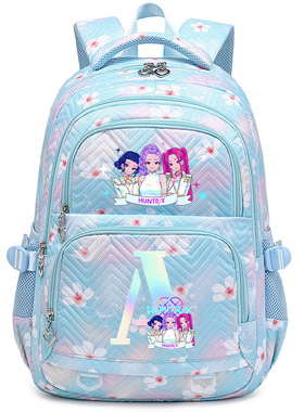 猎魔女团KPop Demon Hunters字母印花双肩包轻便中小学生书包