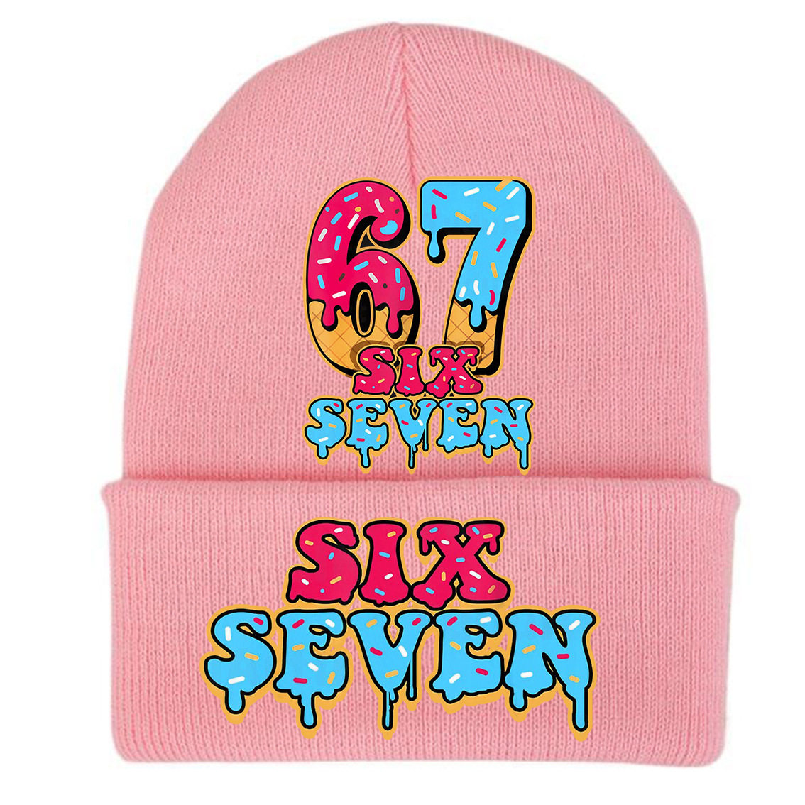 67meme针织帽保暖印花绒帽