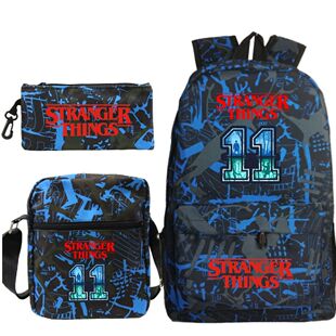 Stranger thing印花双肩包多功能大容量休闲学生书包三件套