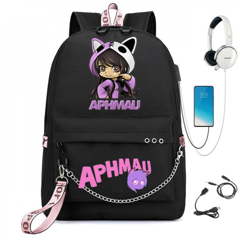 新款背包 Aphmau动漫女学生书包女笔记本双肩包usb书包