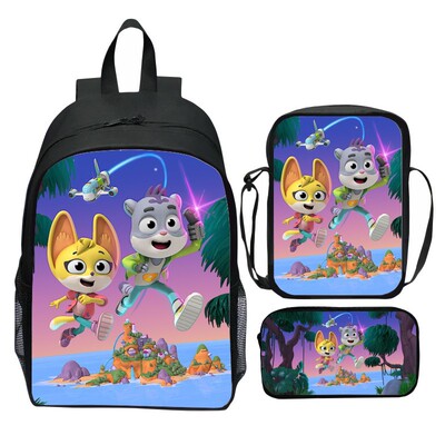 印花动物神探队三件套装书包卡通