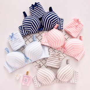 女发育期学生小胸聚拢性感定型韩版 高中生少女文胸罩 套装 内衣内裤