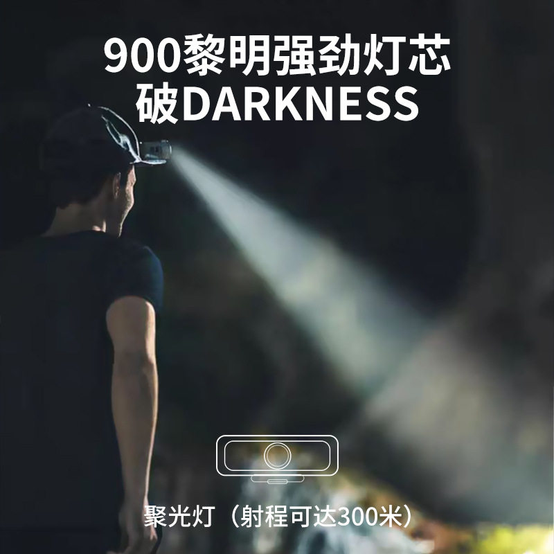 户外帽夹灯感应夜钓鱼头